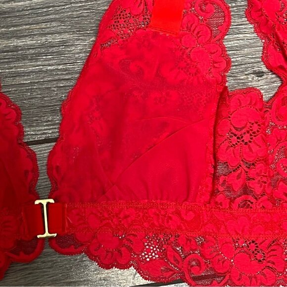 NWT Free People X HAH Got Ur Back Bra Medium Siren Red Lace Bralette Ajdustable - Picture 7 of 11